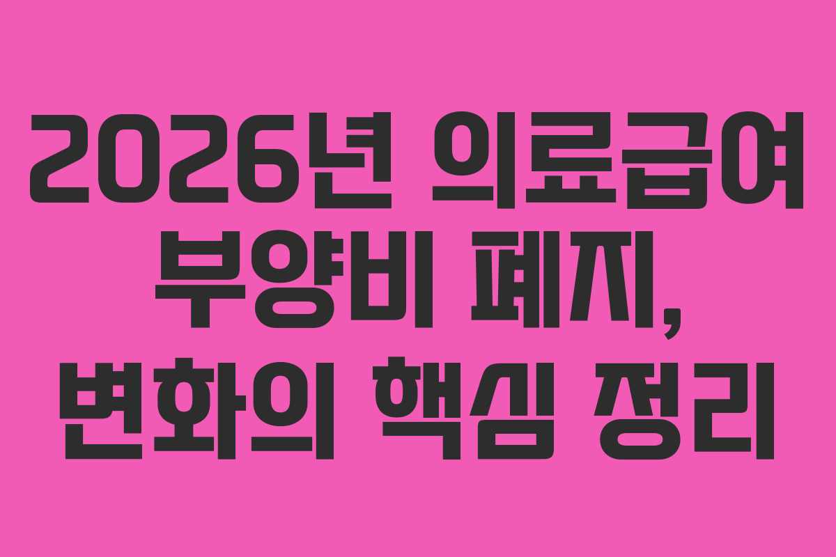 2026년 의료급여 부양비 폐지, 변화의 핵심 정리