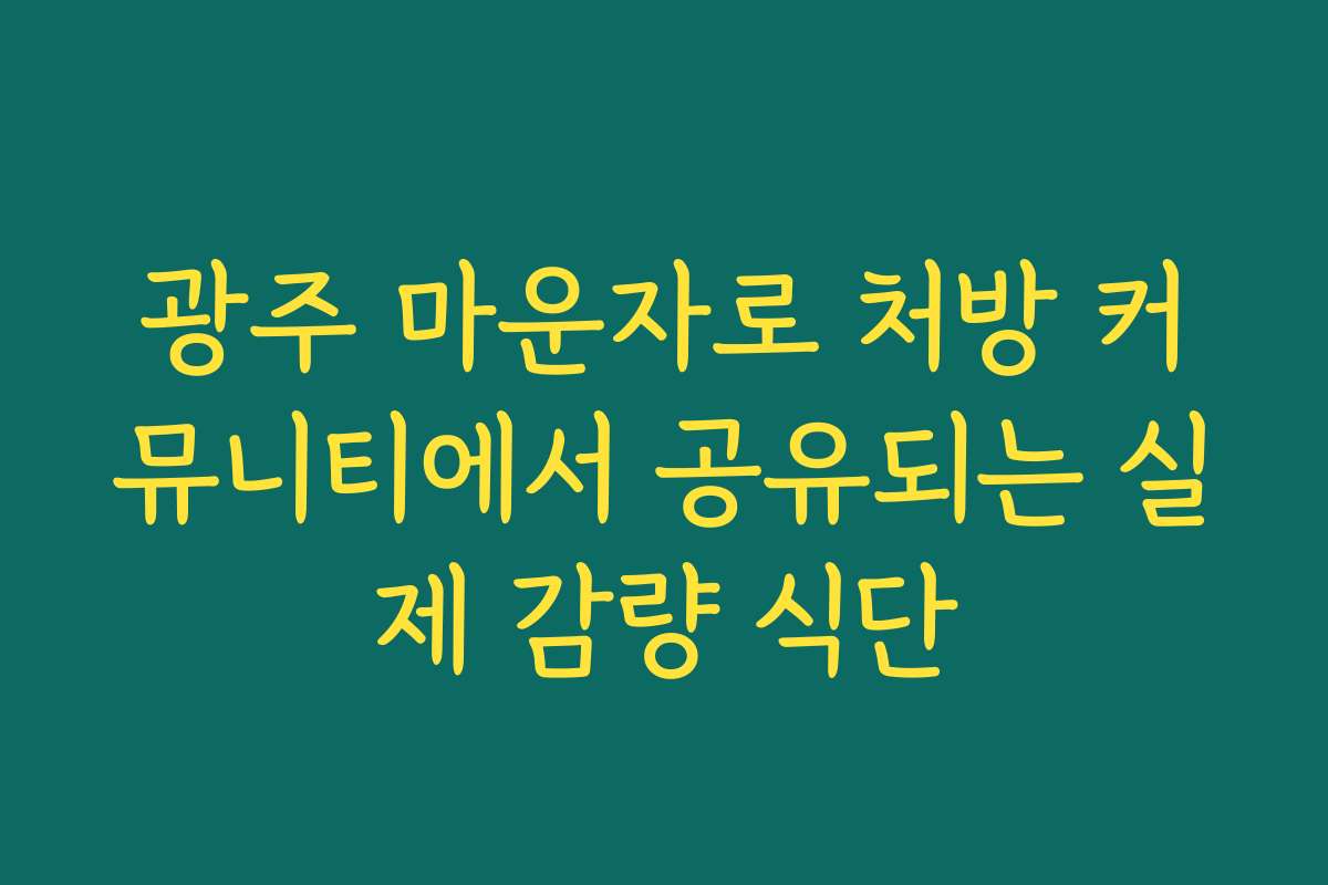 광주 마운자로 처방 커뮤니티에서 공유되는 실제 감량 식단