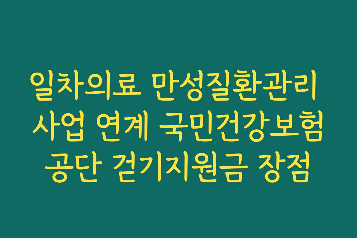 일차의료 만성질환관리 사업 연계 국민건강보험공단 걷기지원금 장점