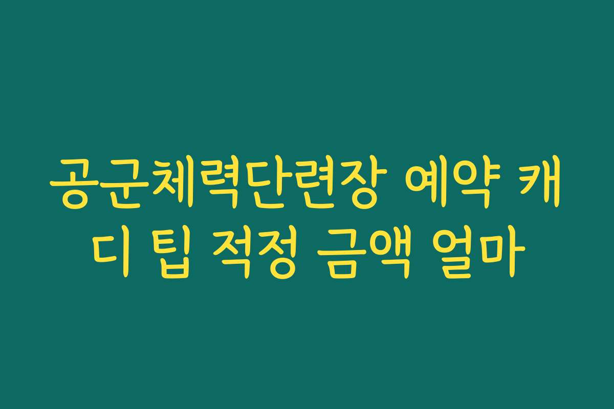 공군체력단련장 예약 캐디 팁 적정 금액 얼마