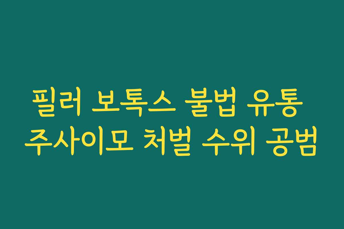 필러 보톡스 불법 유통 주사이모 처벌 수위 공범