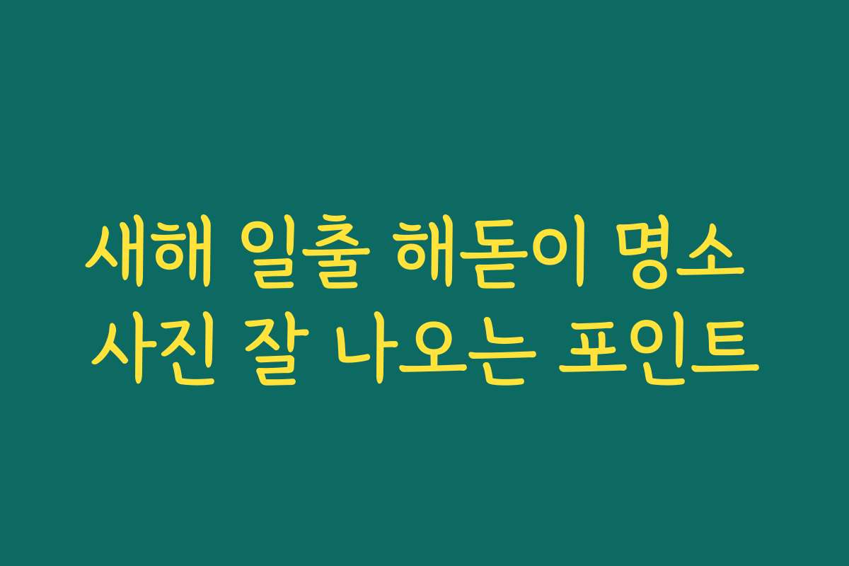 새해 일출 해돋이 명소 사진 잘 나오는 포인트