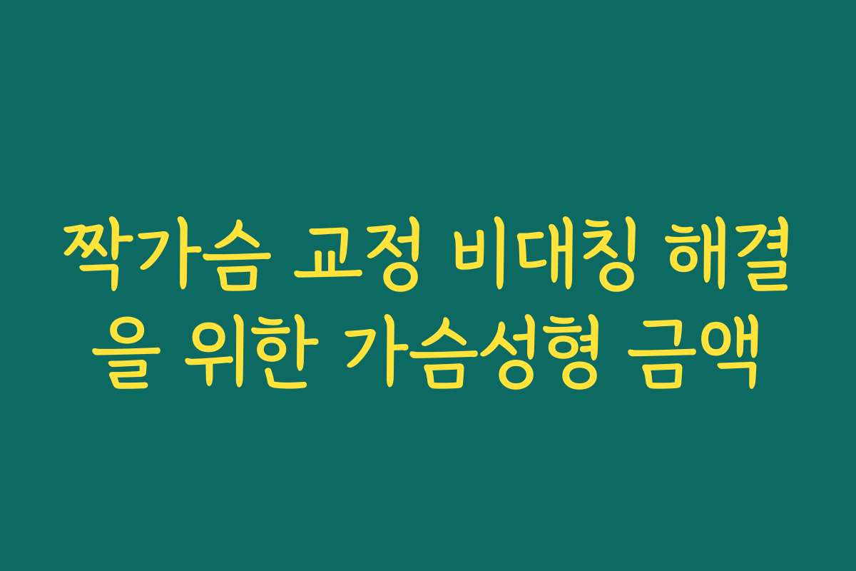 짝가슴 교정 비대칭 해결을 위한 가슴성형 금액