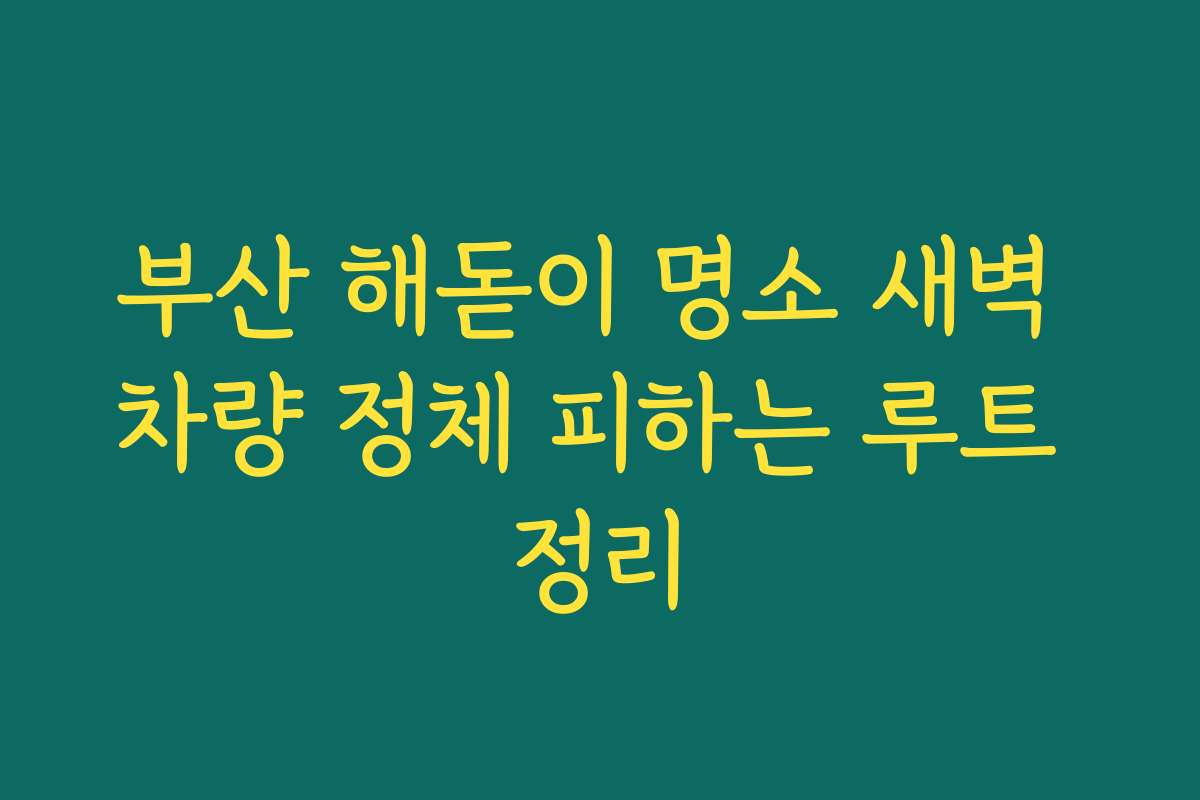 부산 해돋이 명소 새벽 차량 정체 피하는 루트 정리