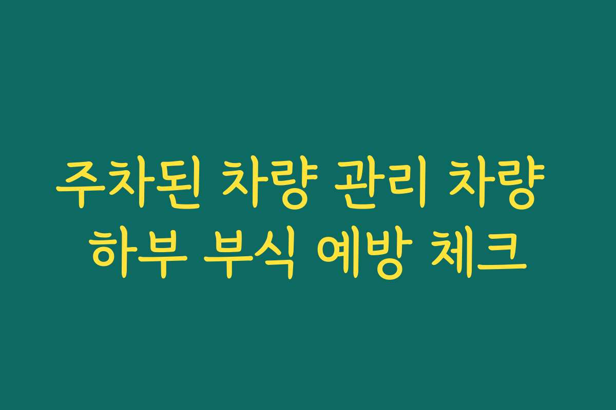 주차된 차량 관리 차량 하부 부식 예방 체크
