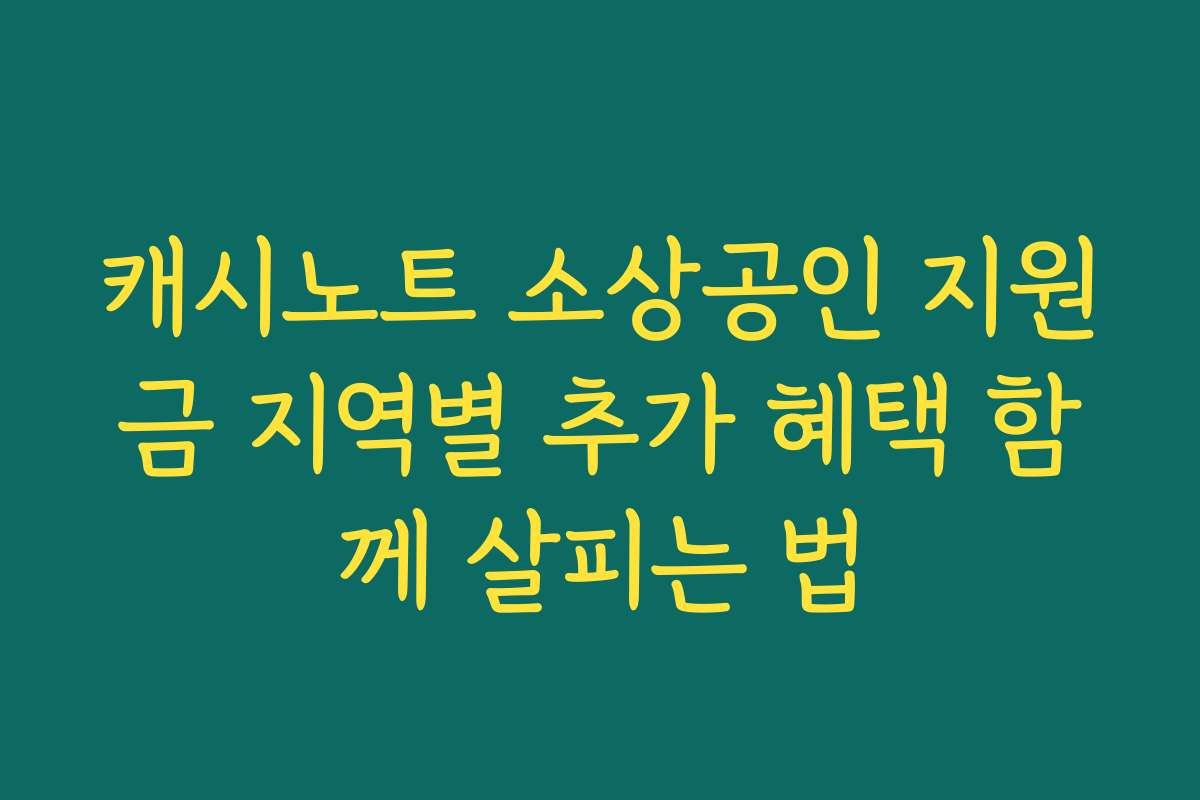 캐시노트 소상공인 지원금 지역별 추가 혜택 함께 살피는 법