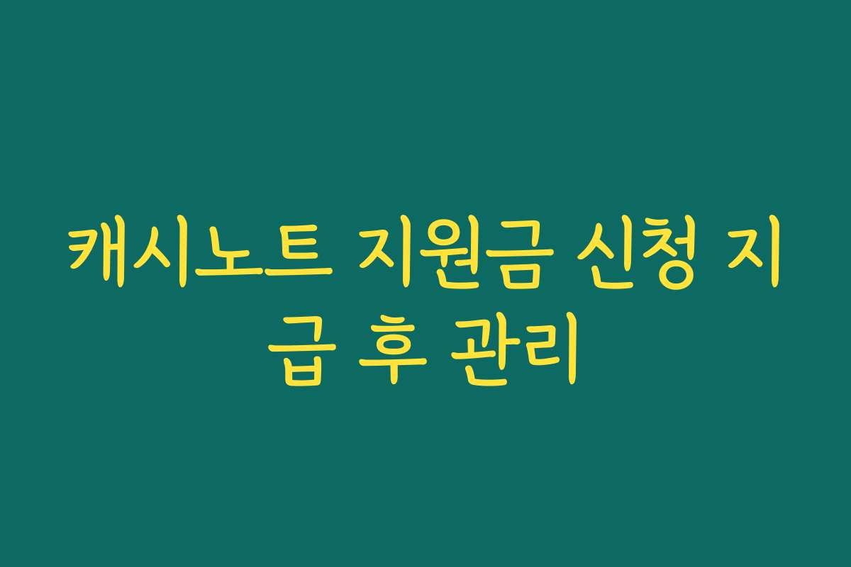 캐시노트 지원금 신청 지급 후 관리