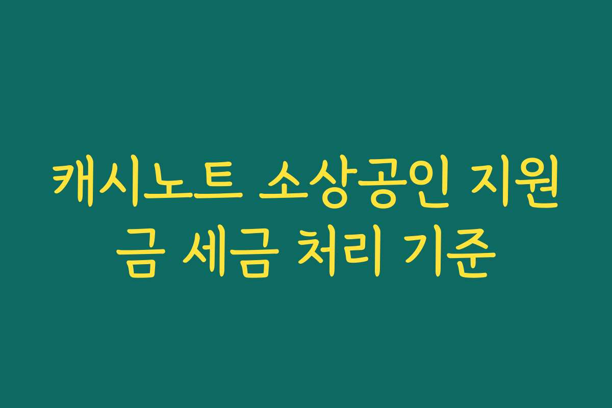 캐시노트 소상공인 지원금 세금 처리 기준
