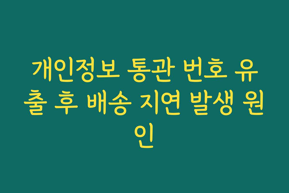 개인정보 통관 번호 유출 후 배송 지연 발생 원인