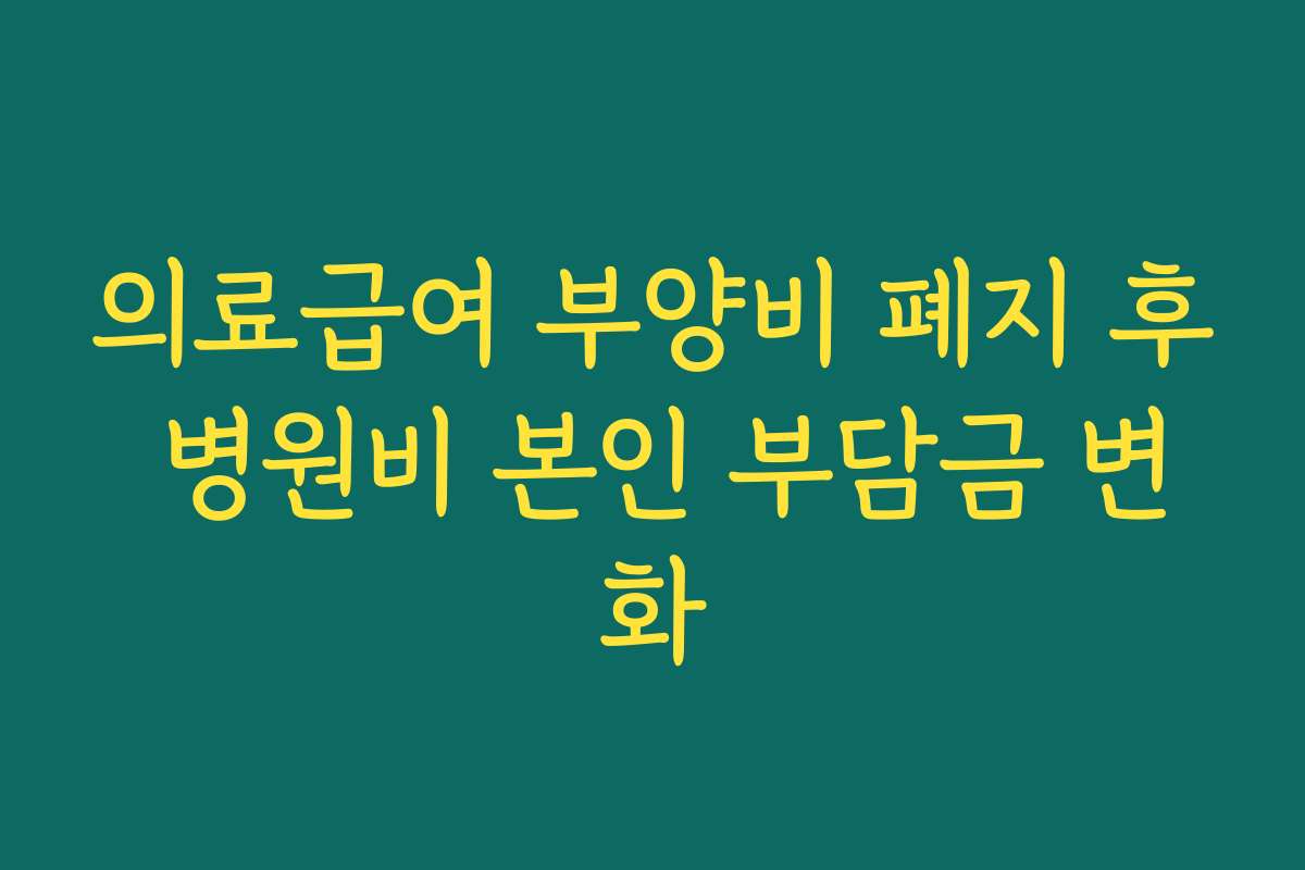 의료급여 부양비 폐지 후 병원비 본인 부담금 변화