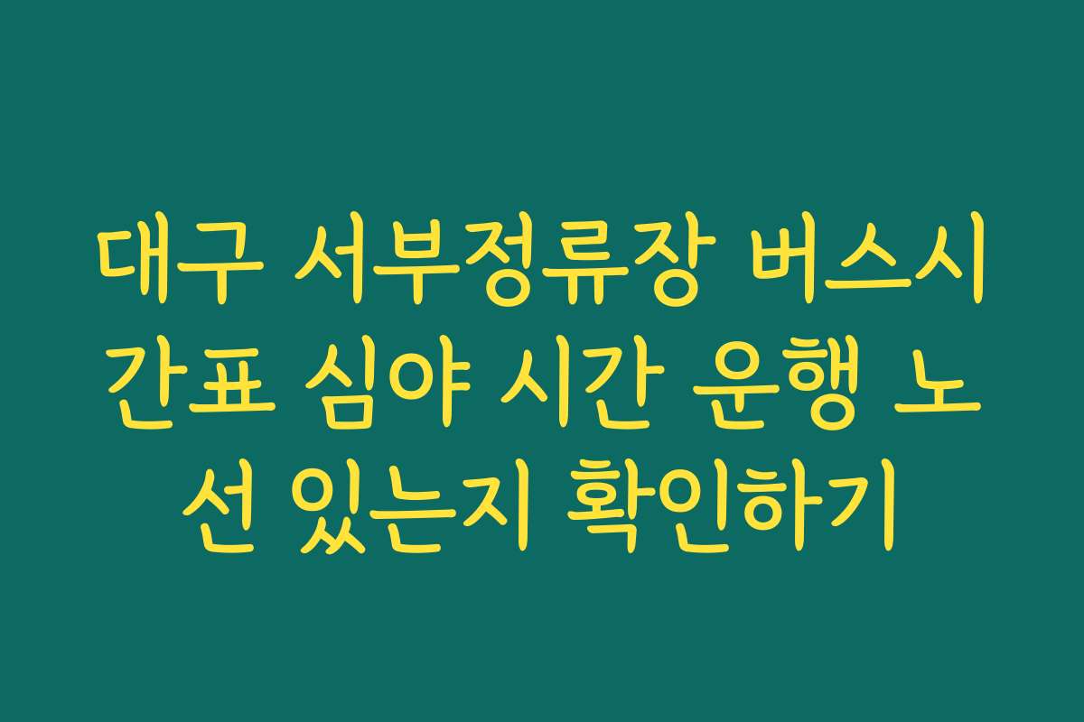 대구 서부정류장 버스시간표 심야 시간 운행 노선 있는지 확인하기