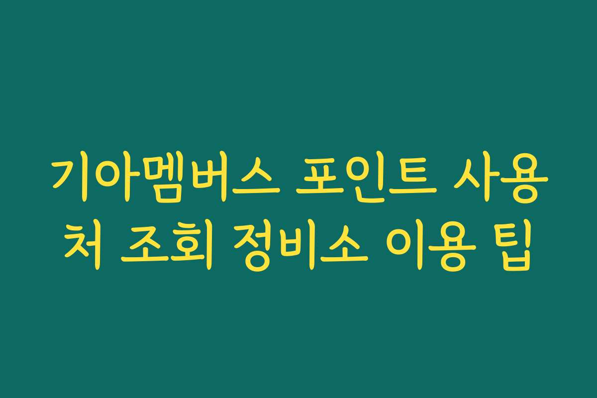기아멤버스 포인트 사용처 조회 정비소 이용 팁