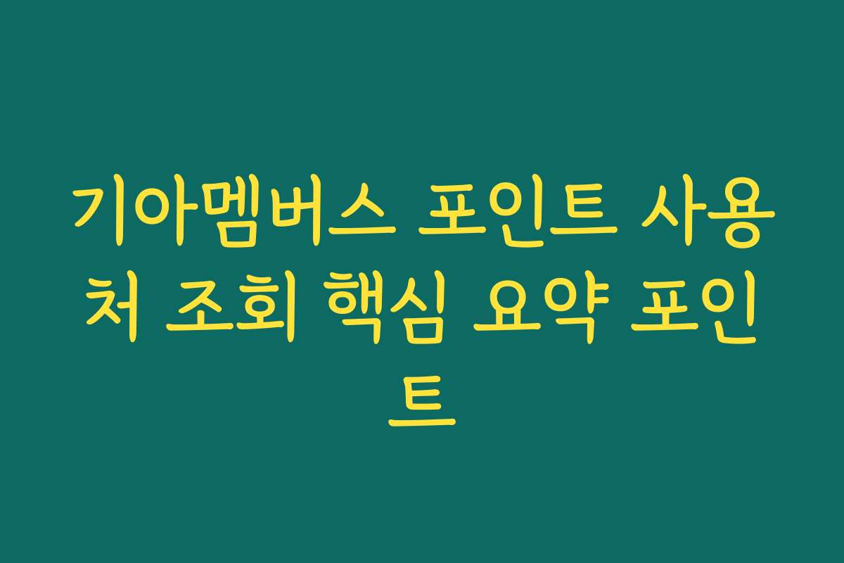 기아멤버스 포인트 사용처 조회 핵심 요약 포인트