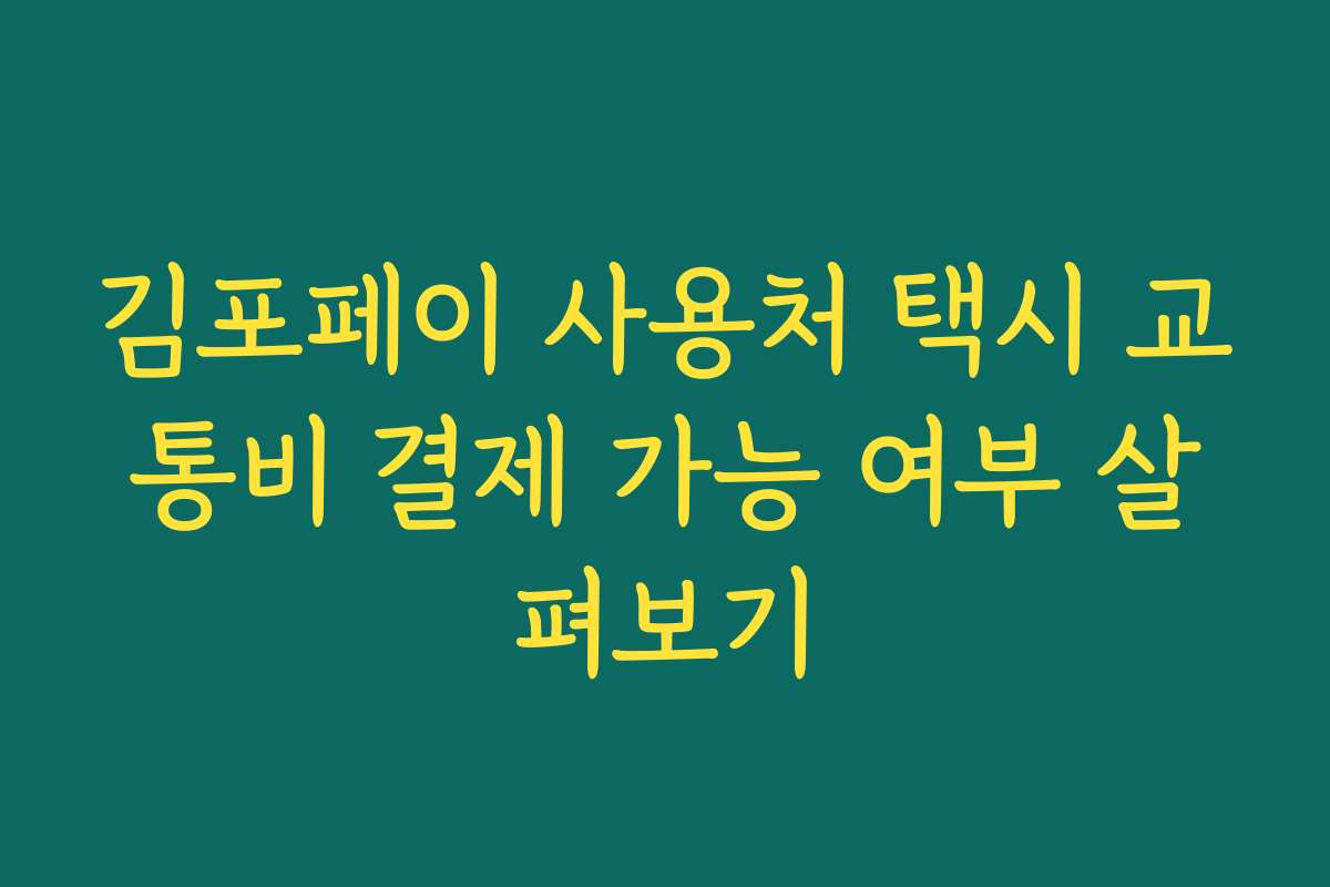 김포페이 사용처 택시 교통비 결제 가능 여부 살펴보기