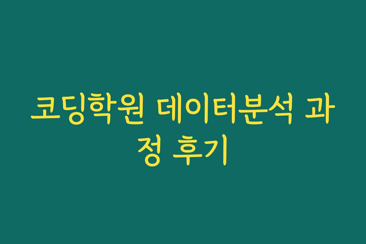 코딩학원 데이터분석 과정 후기