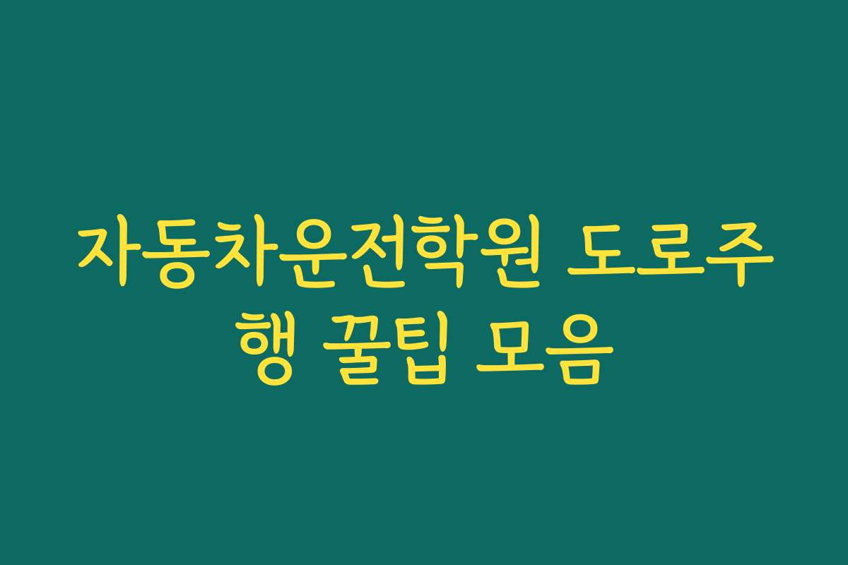 자동차운전학원 도로주행 꿀팁 모음