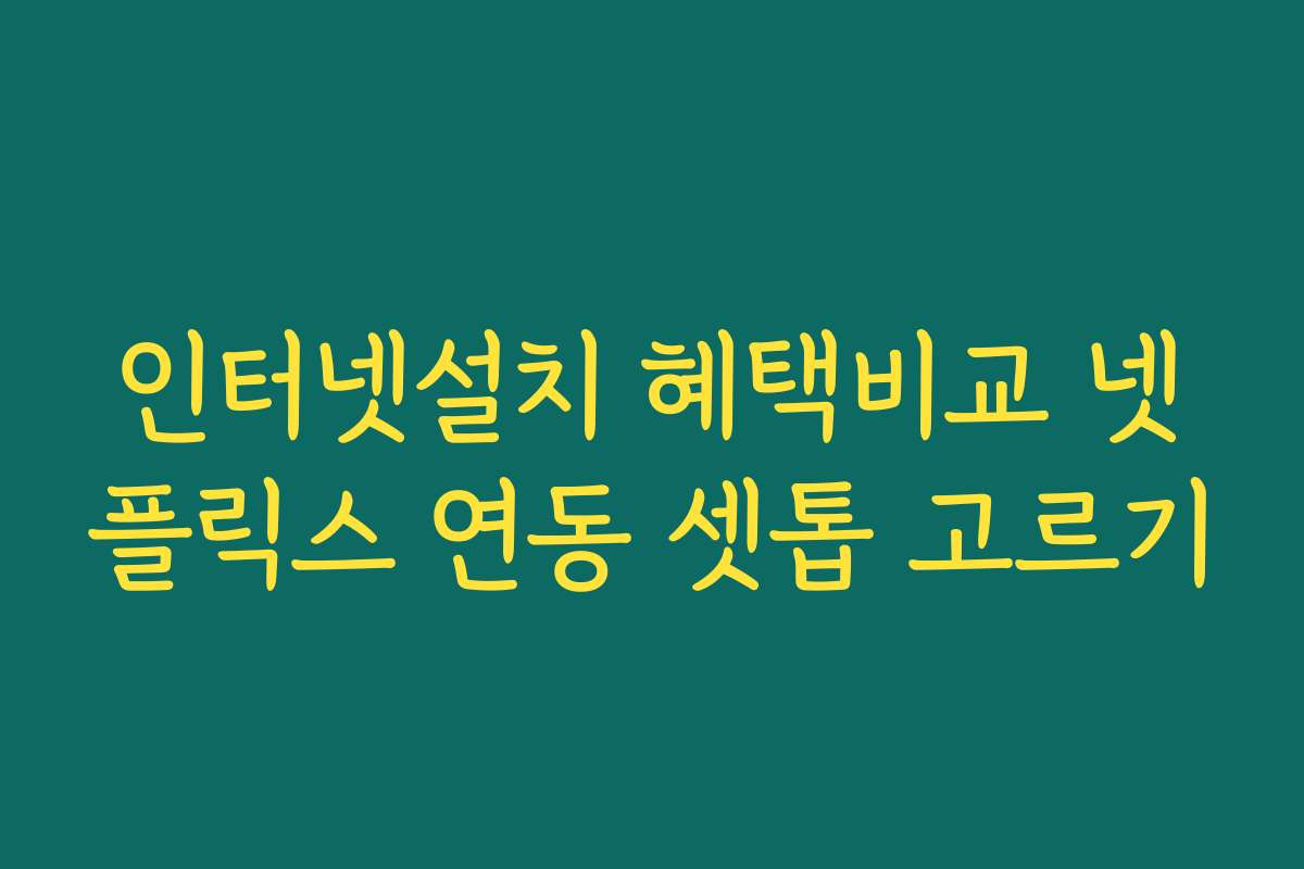 인터넷설치 혜택비교 넷플릭스 연동 셋톱 고르기
