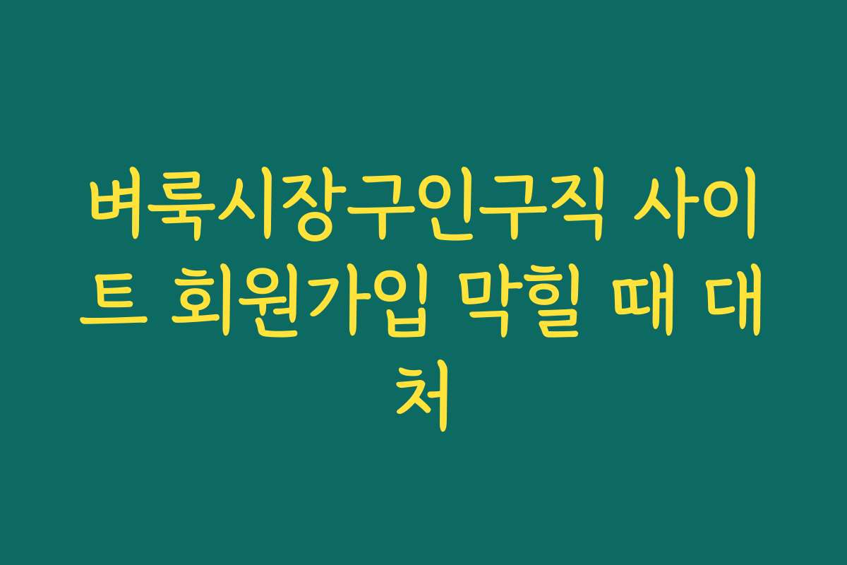 벼룩시장구인구직 사이트 회원가입 막힐 때 대처