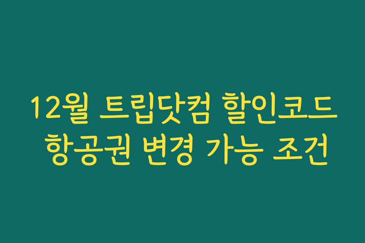 12월 트립닷컴 할인코드 항공권 변경 가능 조건