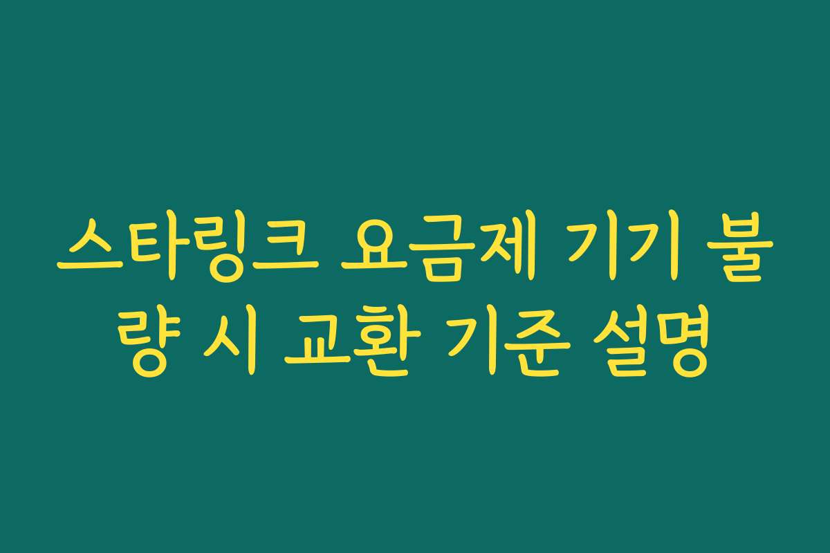 스타링크 요금제 기기 불량 시 교환 기준 설명