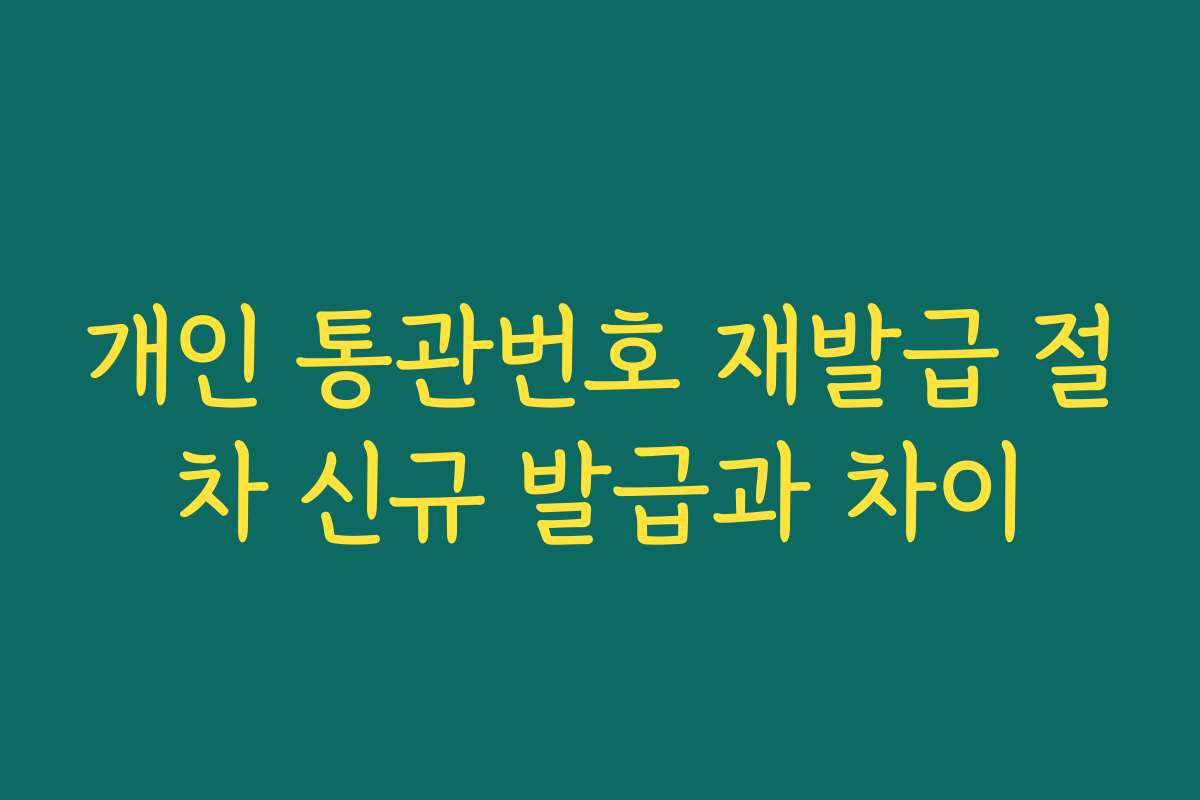 개인 통관번호 재발급 절차 신규 발급과 차이