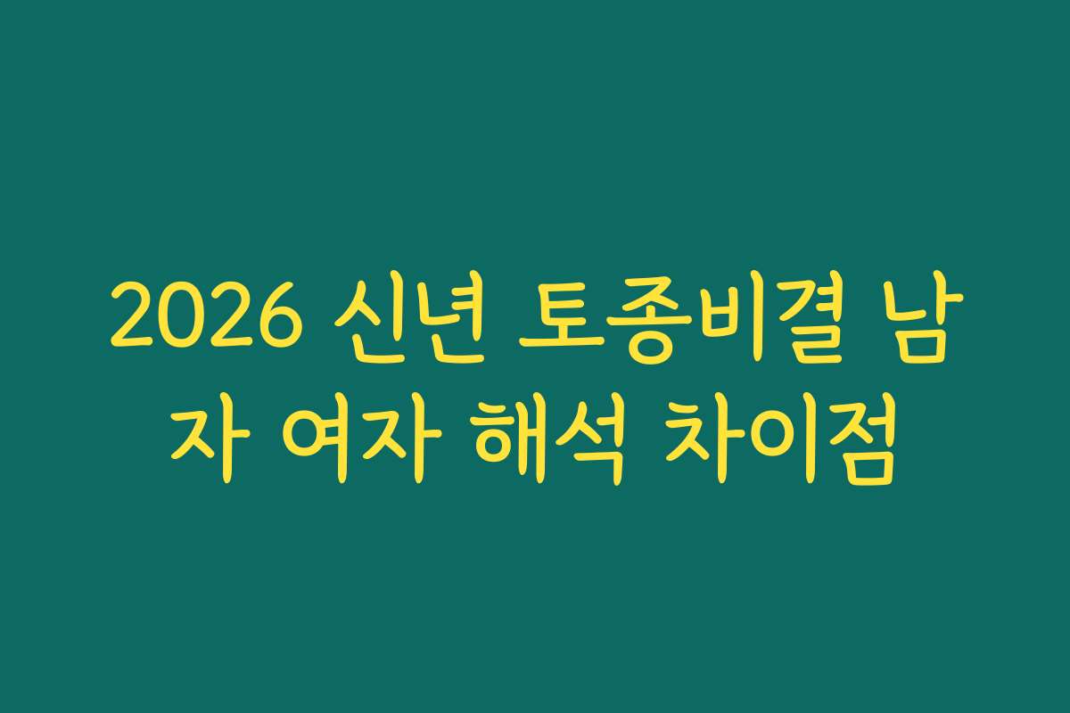 2026 신년 토종비결 남자 여자 해석 차이점