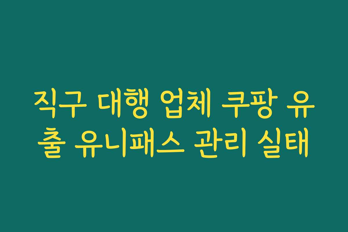 직구 대행 업체 쿠팡 유출 유니패스 관리 실태