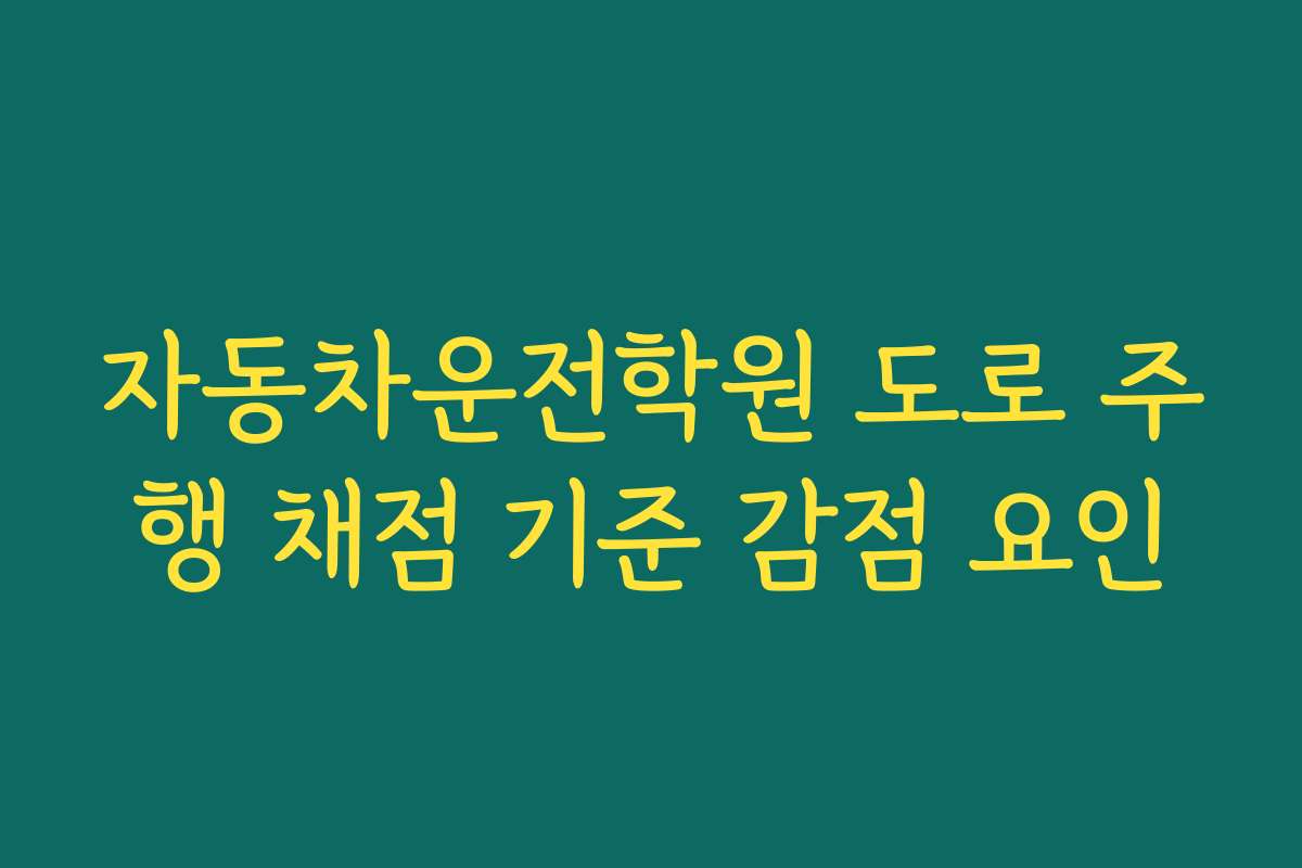 자동차운전학원 도로 주행 채점 기준 감점 요인