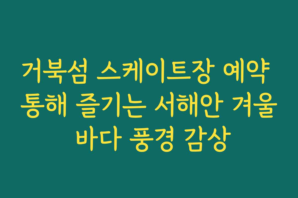 거북섬 스케이트장 예약 통해 즐기는 서해안 겨울 바다 풍경 감상
