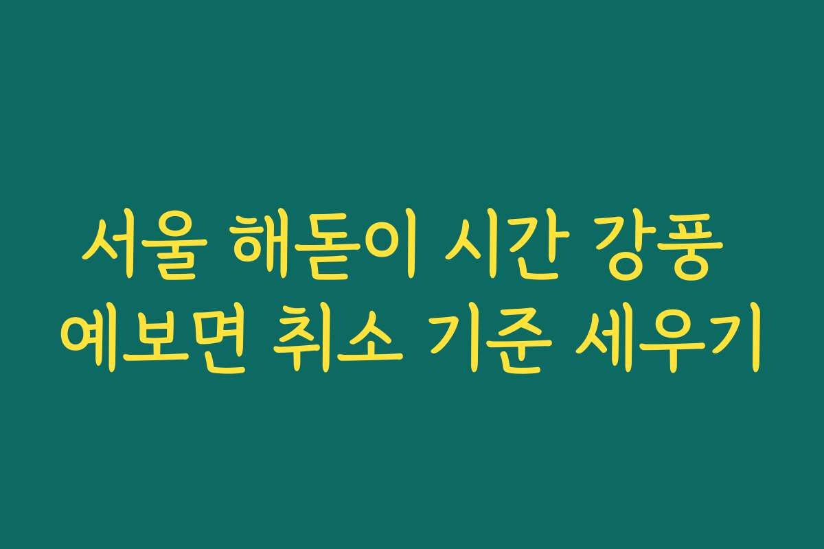 서울 해돋이 시간 강풍 예보면 취소 기준 세우기