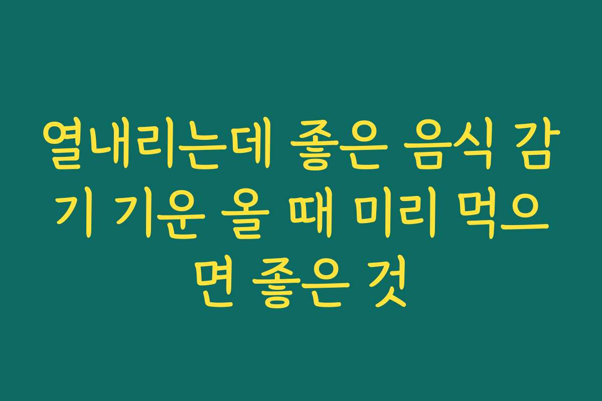 열내리는데 좋은 음식 감기 기운 올 때 미리 먹으면 좋은 것