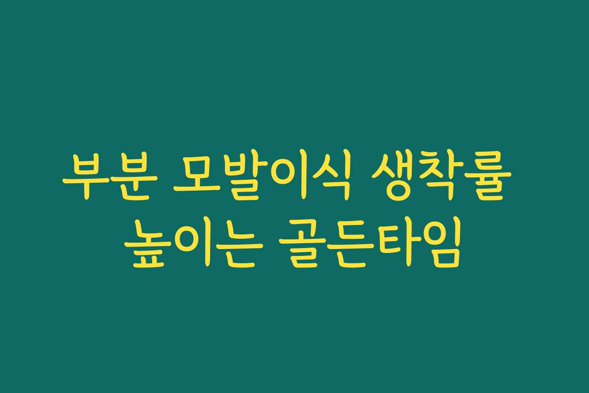 부분 모발이식 생착률 높이는 골든타임