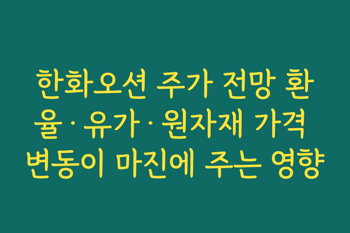 한화오션 주가 전망 환율·유가·원자재 가격 변동이 마진에 주는 영향