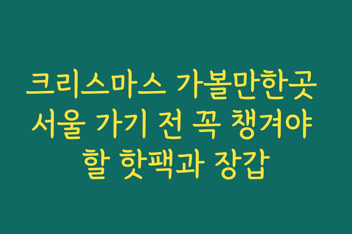 크리스마스 가볼만한곳 서울 가기 전 꼭 챙겨야 할 핫팩과 장갑