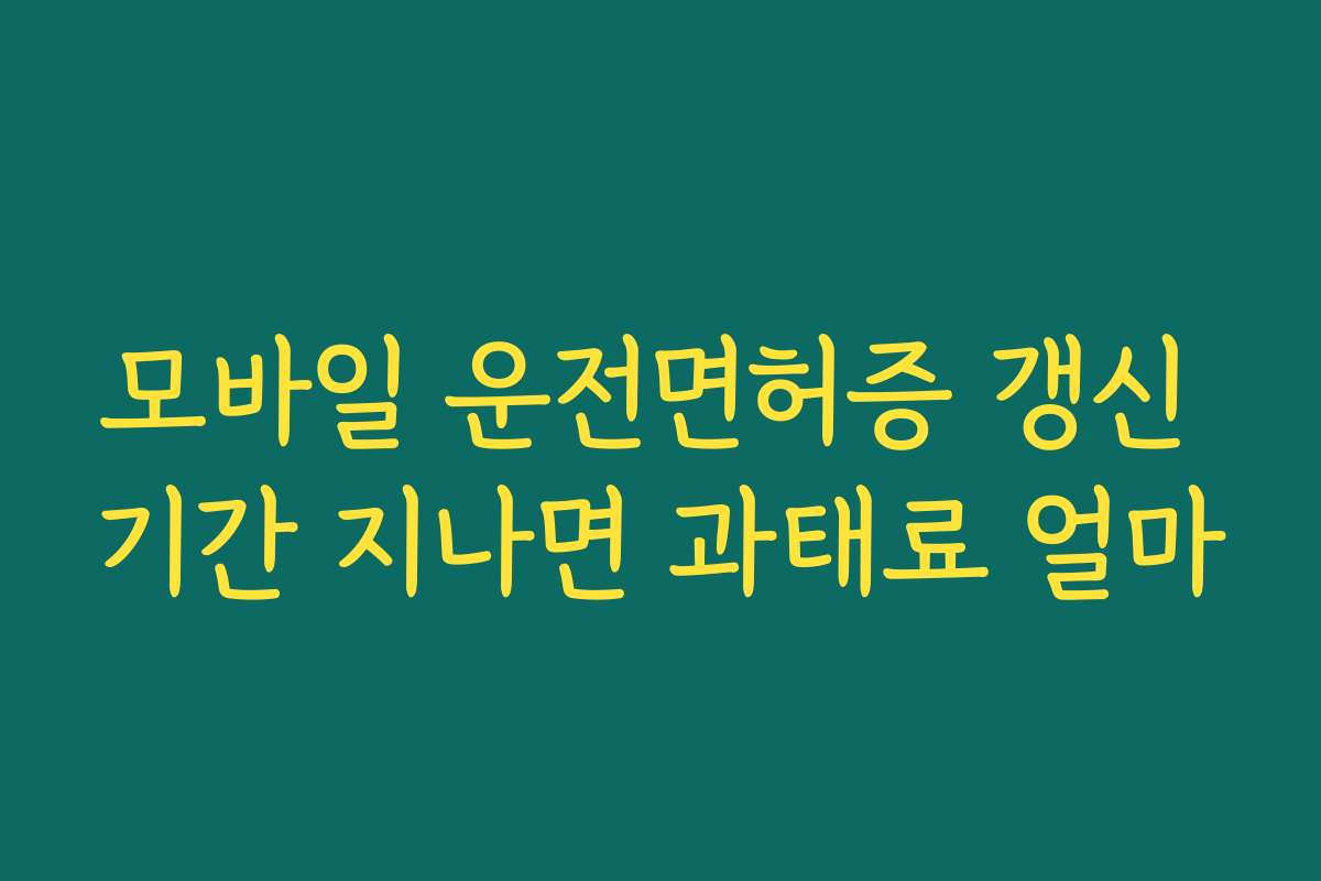 모바일 운전면허증 갱신 기간 지나면 과태료 얼마