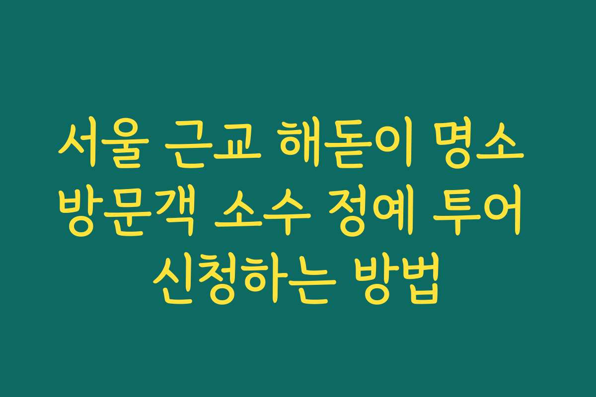 서울 근교 해돋이 명소 방문객 소수 정예 투어 신청하는 방법
