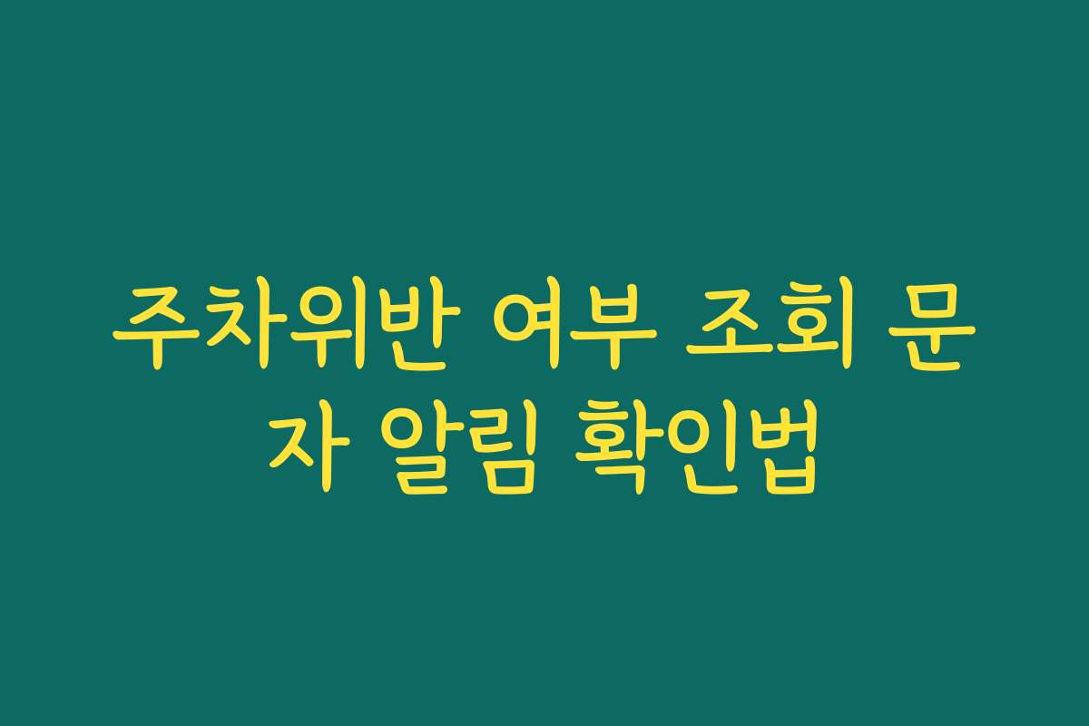 주차위반 여부 조회 문자 알림 확인법