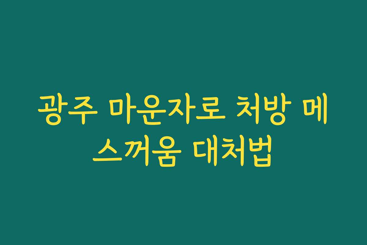 광주 마운자로 처방 메스꺼움 대처법