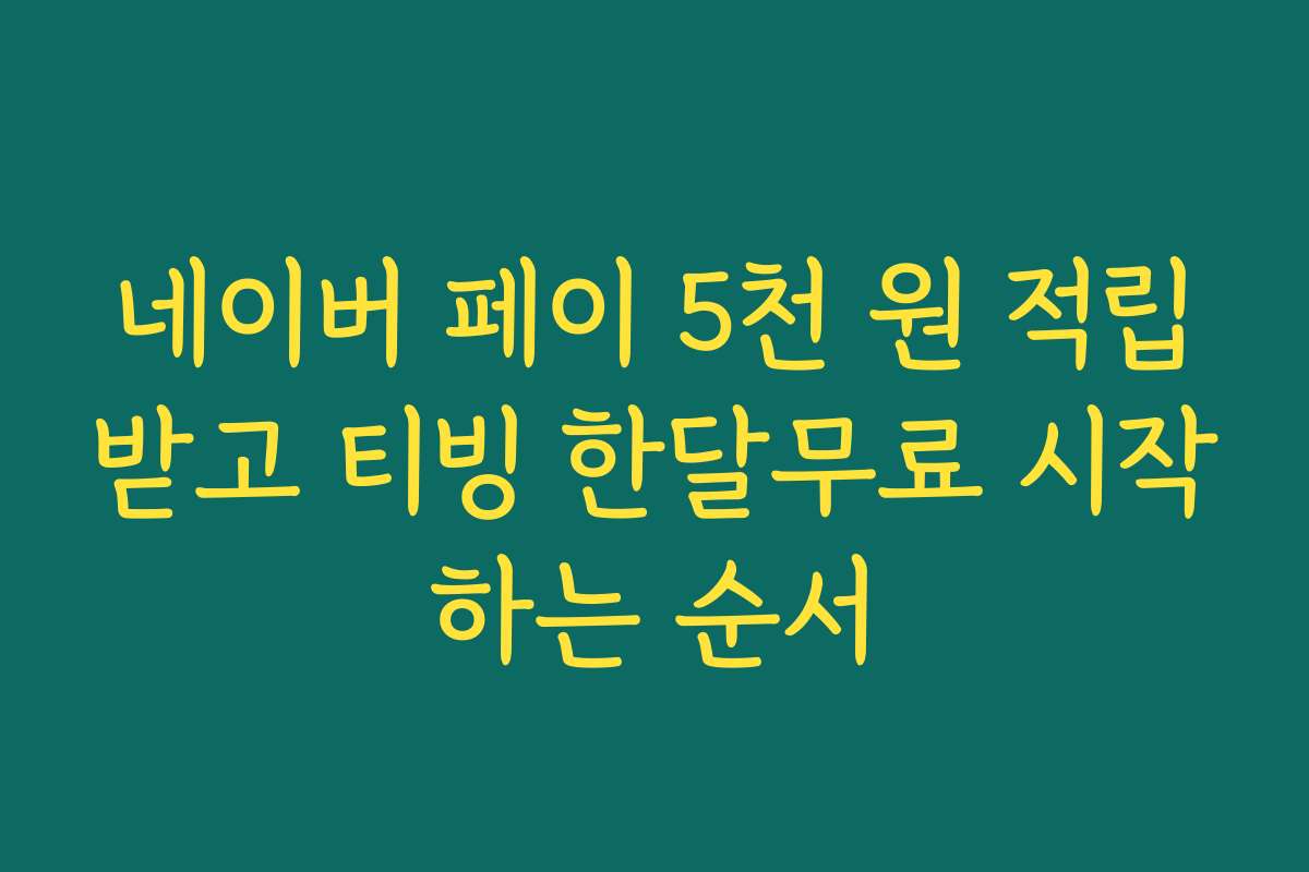 네이버 페이 5천 원 적립받고 티빙 한달무료 시작하는 순서