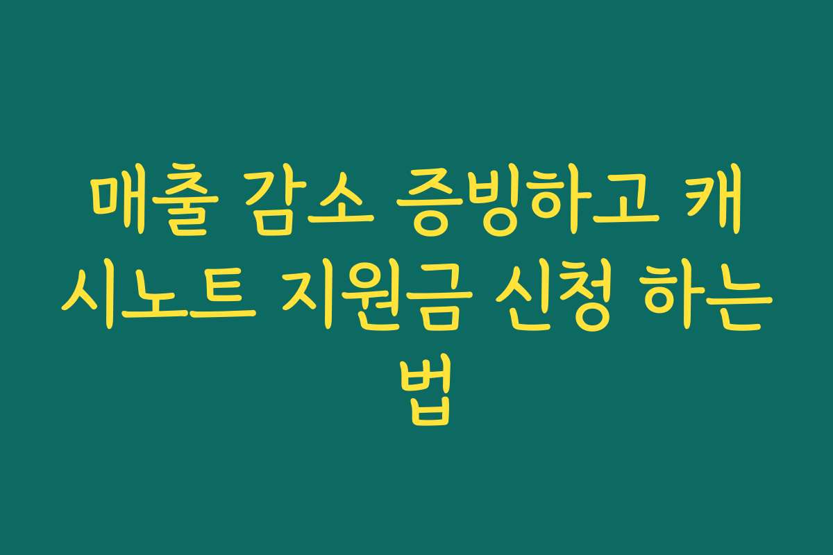 매출 감소 증빙하고 캐시노트 지원금 신청 하는 법