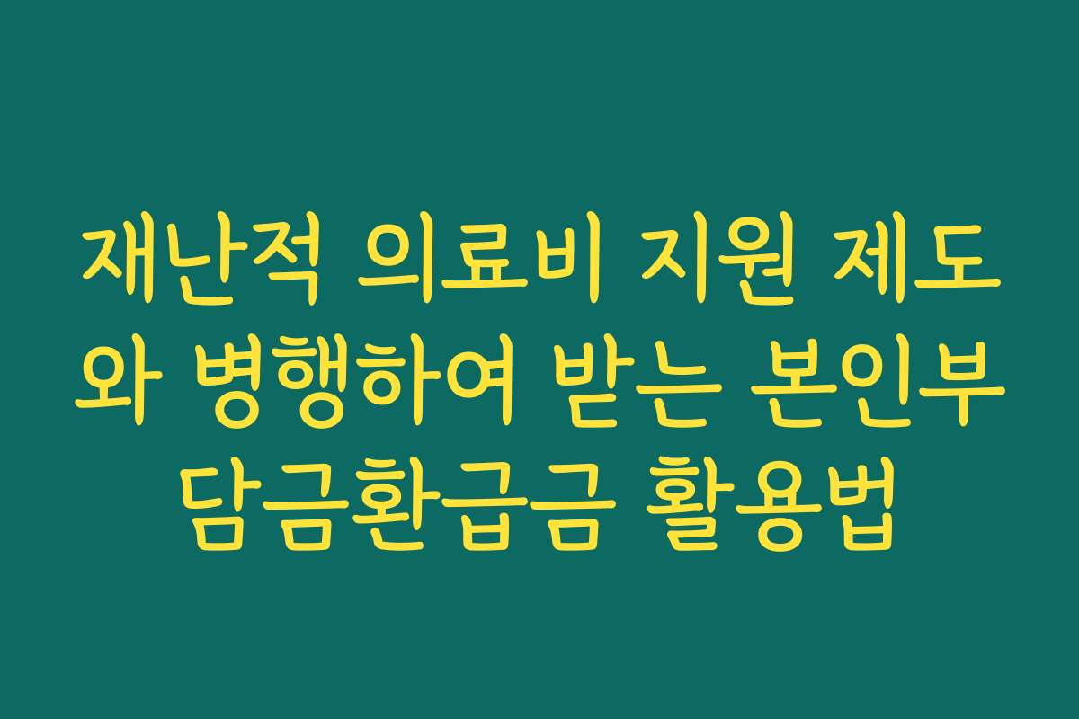 재난적 의료비 지원 제도와 병행하여 받는 본인부담금환급금 활용법