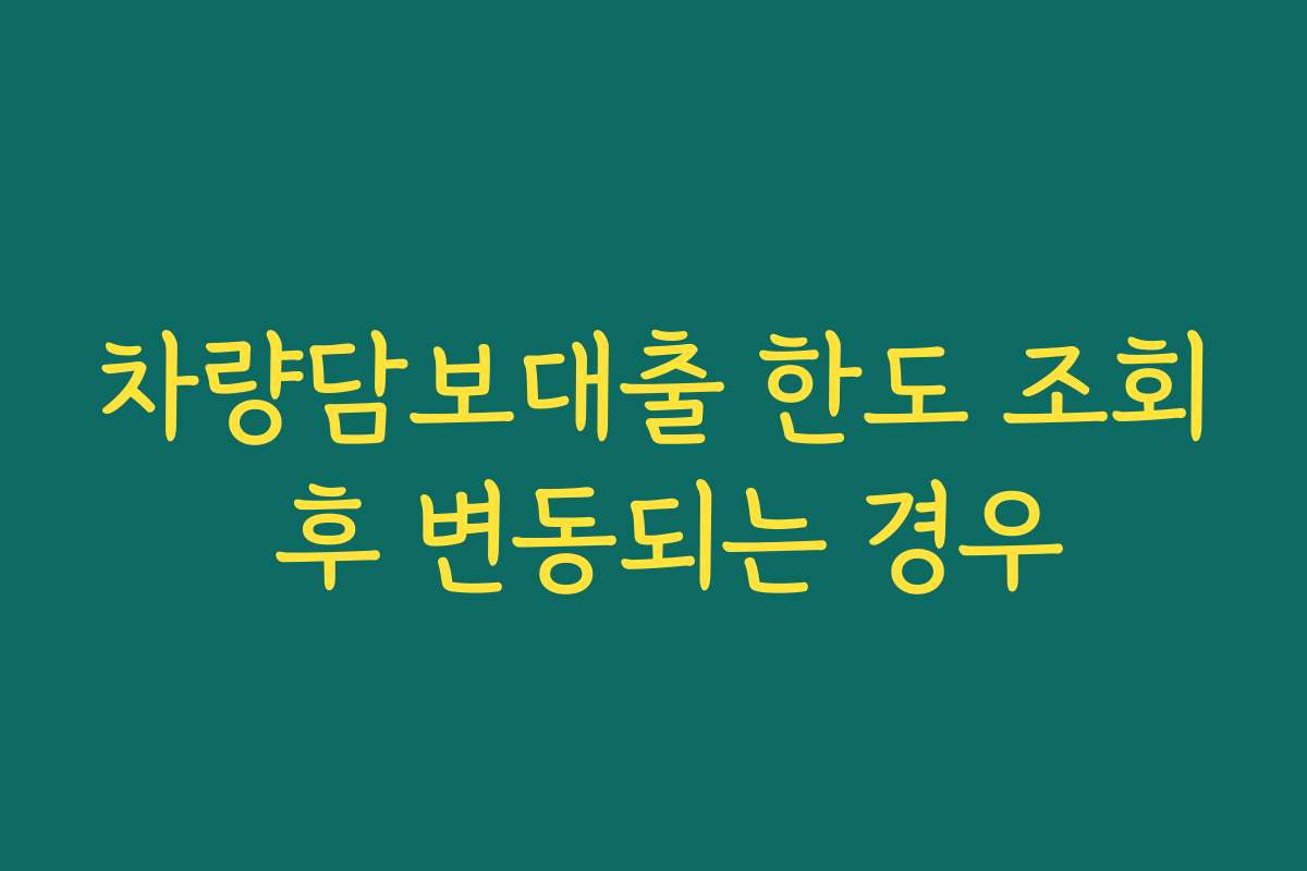 차량담보대출 한도 조회 후 변동되는 경우
