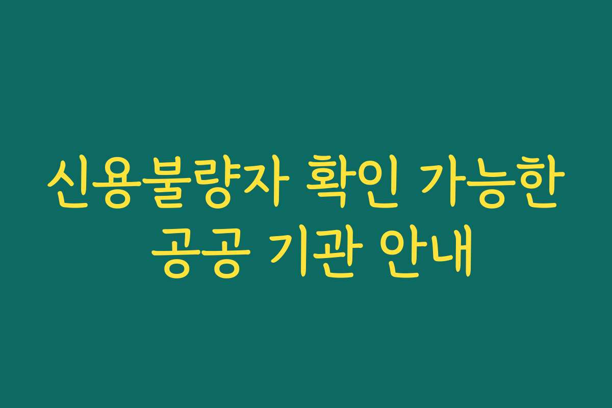 신용불량자 확인 가능한 공공 기관 안내