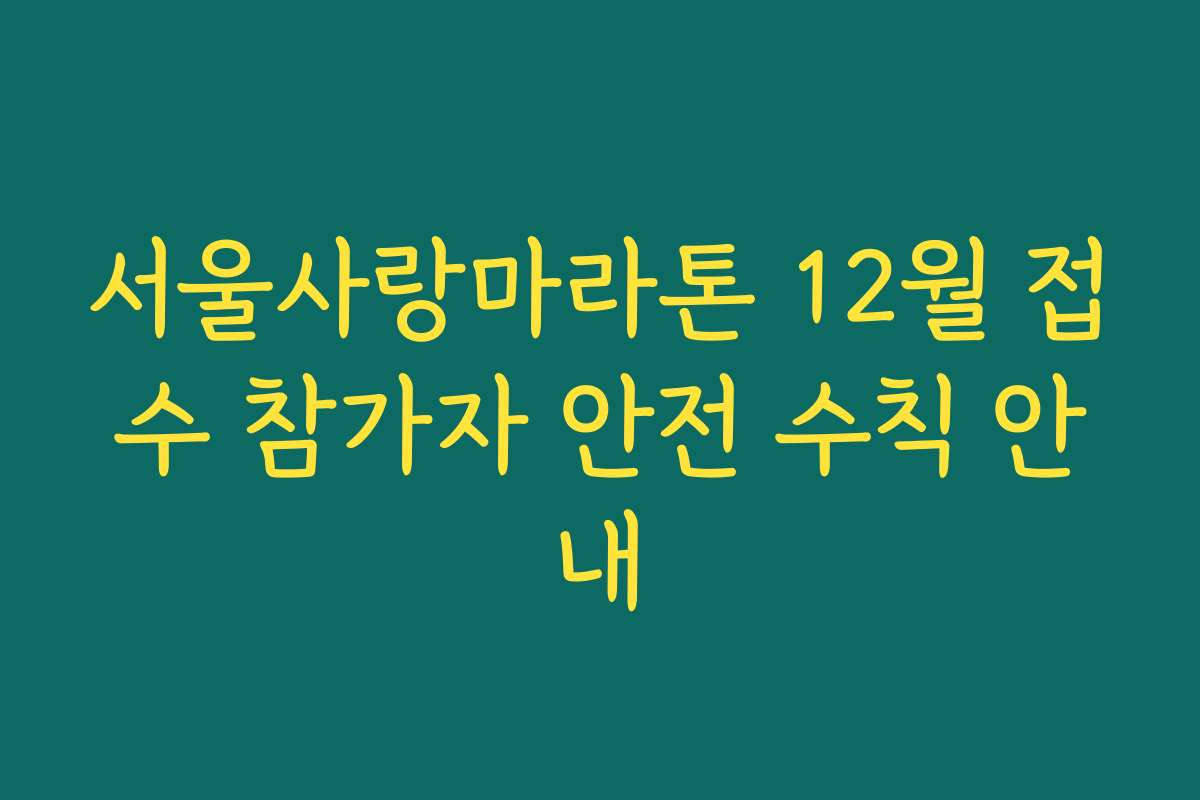 서울사랑마라톤 12월 접수 참가자 안전 수칙 안내