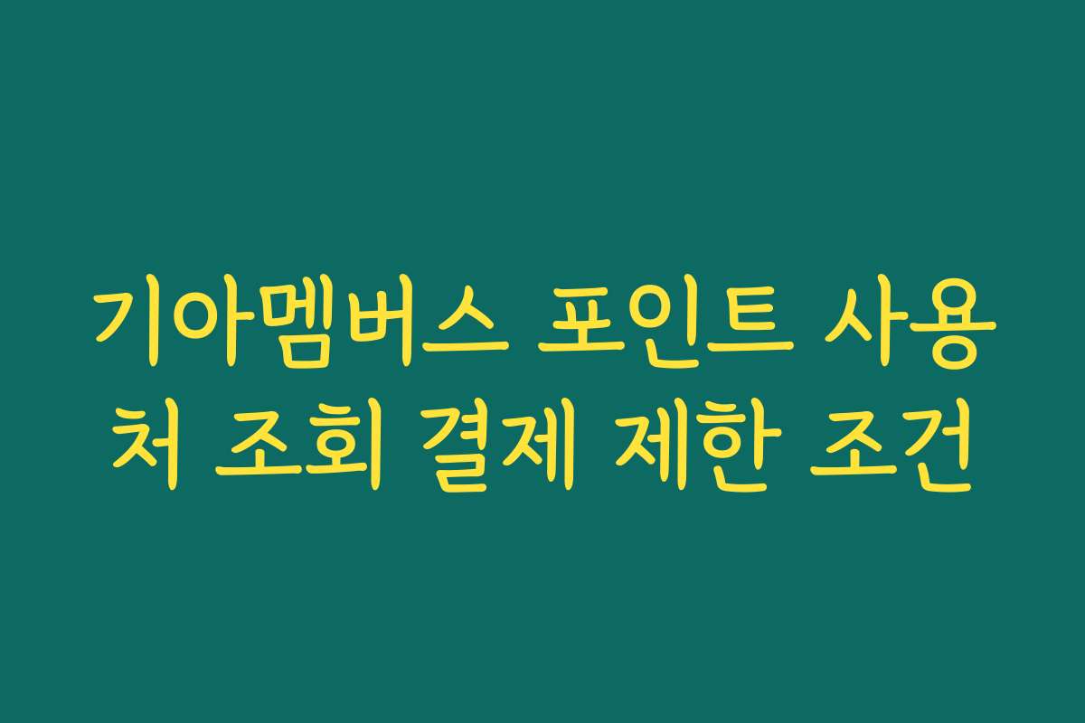 기아멤버스 포인트 사용처 조회 결제 제한 조건