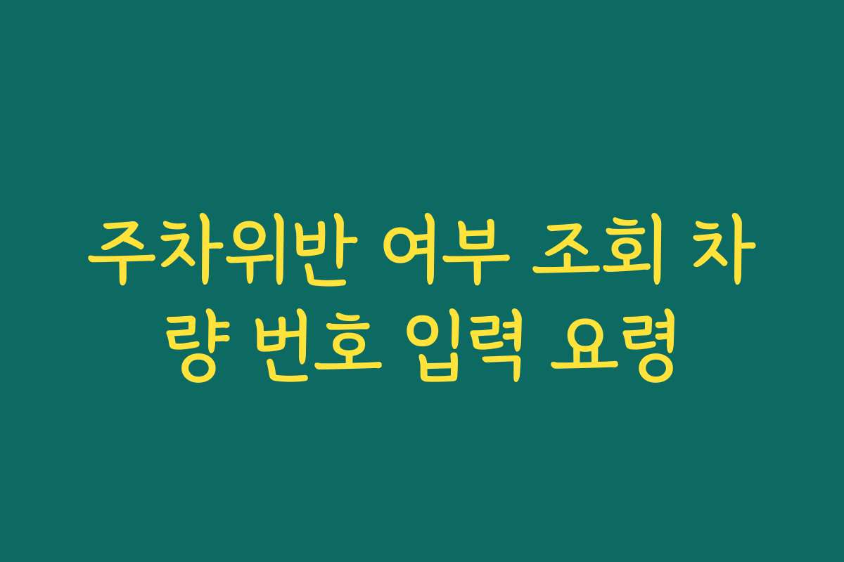 주차위반 여부 조회 차량 번호 입력 요령