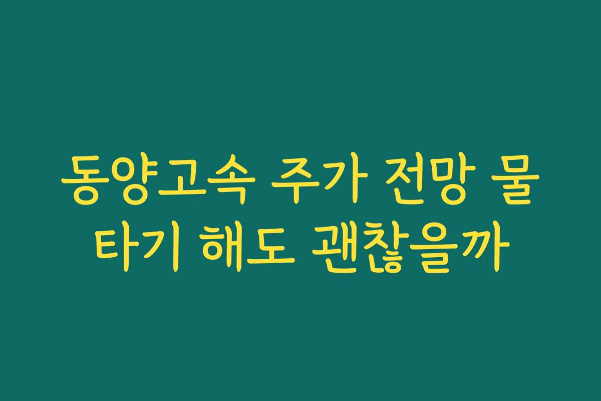 동양고속 주가 전망 물타기 해도 괜찮을까