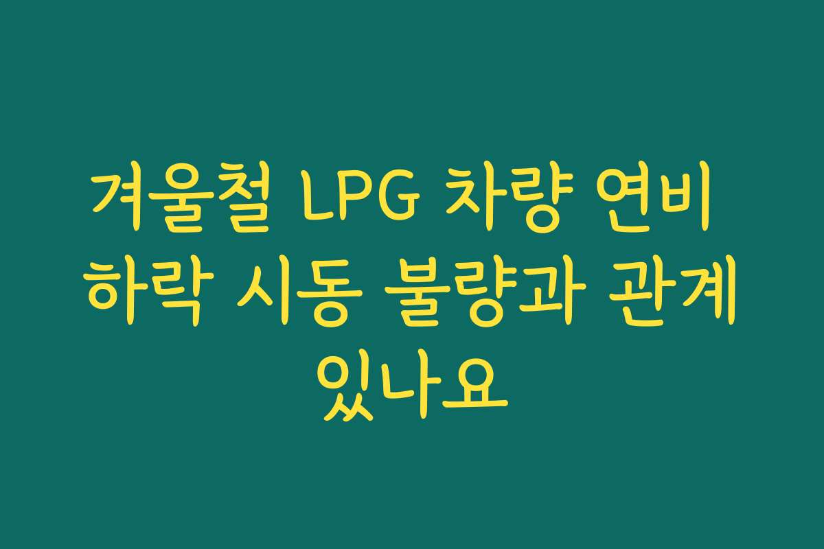 겨울철 LPG 차량 연비 하락 시동 불량과 관계있나요