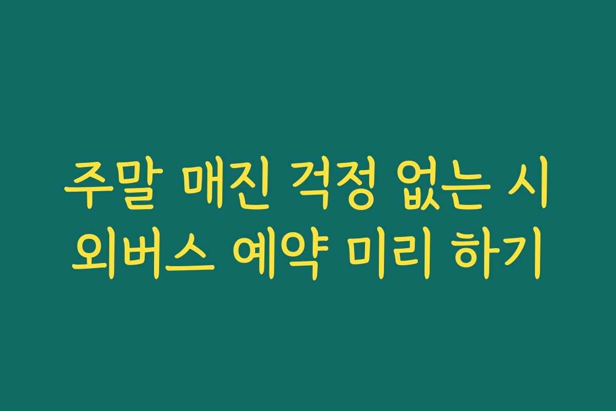 주말 매진 걱정 없는 시외버스 예약 미리 하기