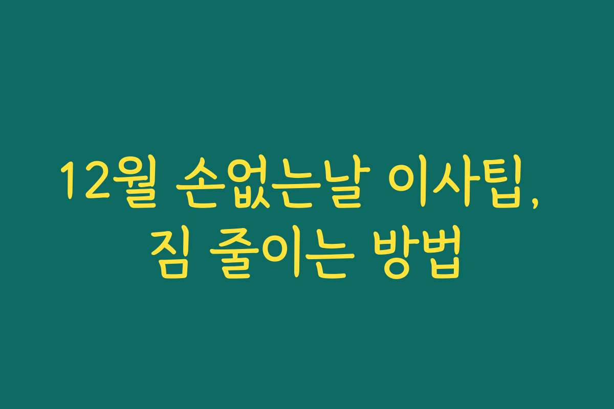 12월 손없는날 이사팁, 짐 줄이는 방법